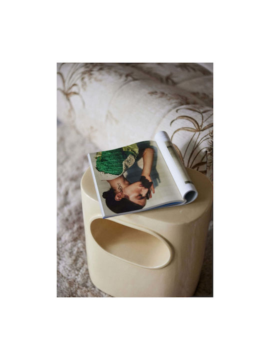 Round Side Table Cream L26xW36xH39cm.