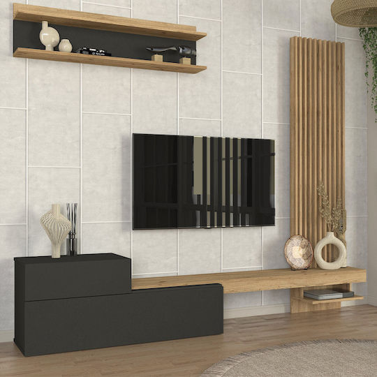 Unitate TV pentru sufragerie Dumont Anthracite - Sepet Oak L240xA36.8xÎ200cm