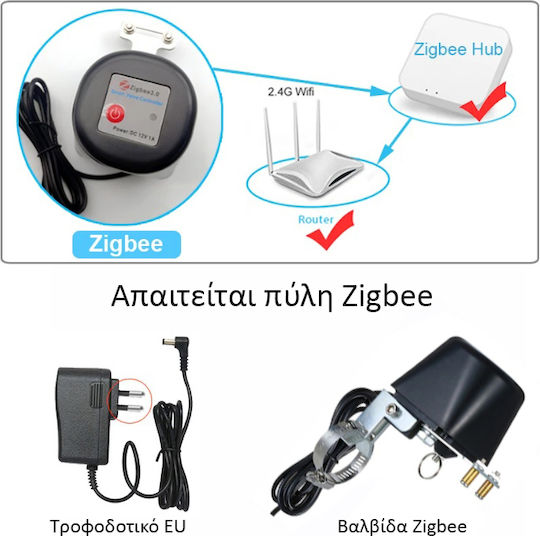 Moes Zv-lz-bk Smart Zigbee Βαλβιδα On Off Βανες Νερου Αεριου