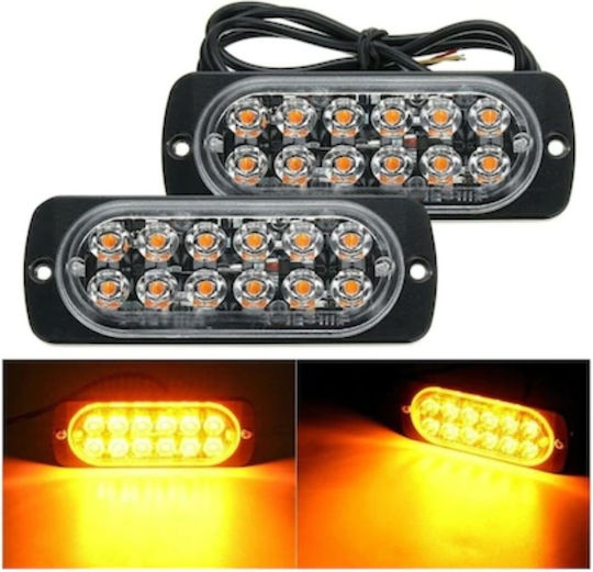 Set Warnleuchten Stroboskoplampen 12 LEDs Foxmag24 LED Beacon 12/24V Gelbe 112mm/41mm