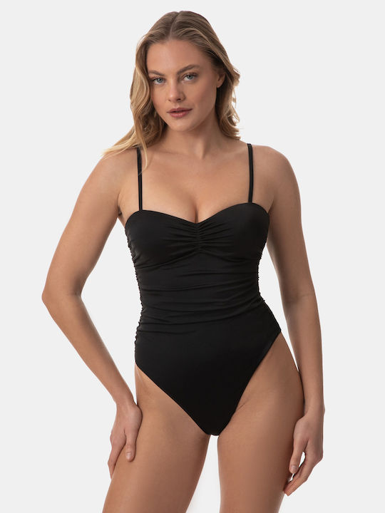 Strapless One-Piece Swimsuit with Padding Black