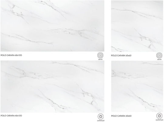 Fliese Polo Carrara 60x60 Weiß Satin