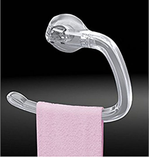 Bathroom Towel Rack 24.3x7.4x19.8cm Plastic Wall-Mounted Suction Cup Locking System Transparent Bama Italy