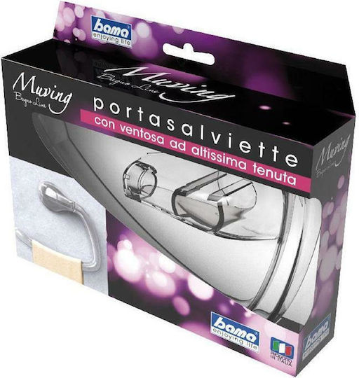 Bathroom Towel Rack 24.3x7.4x19.8cm Plastic Wall-Mounted Suction Cup Locking System Transparent Bama Italy