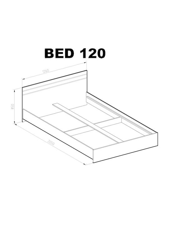 Κρεβάτι Ημίδιπλο Ξύλινο Riley Wenge120x200