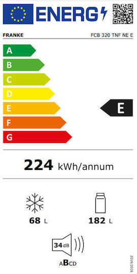 Franke 250лт NoFrost В177xШ54xД54.5см. Бял Fcb 320 Tnf Ne