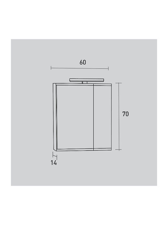 Oglindă de Baie Dulap Aplice Lumini LED Probagno 960ama 60x14x70cm MDF Gri