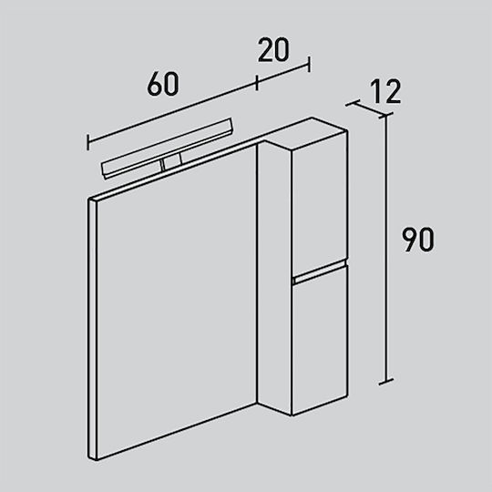 Probagno 906amb Led Badspiegel mit Schrank 80x12x90cm MDF Rote Farbe Probagno 906amb Led Badspiegel mit Schrank 80x12x90cm MDF Rote Farbe
