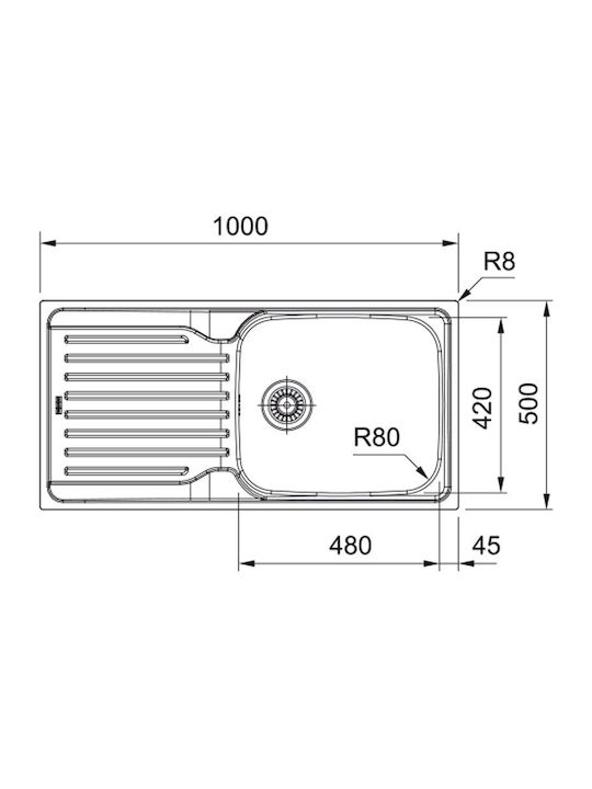 Franke Antea Azn 611-100 Ένθετος Νεροχύτης Inox Σατινέ Μ100xΠ50cm Ασημί