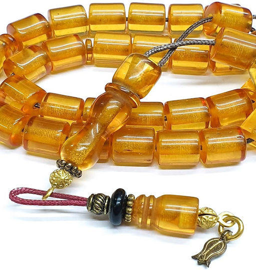Roloi Komboloi Resin Worry Beads with 33 Beads Honey 32cm