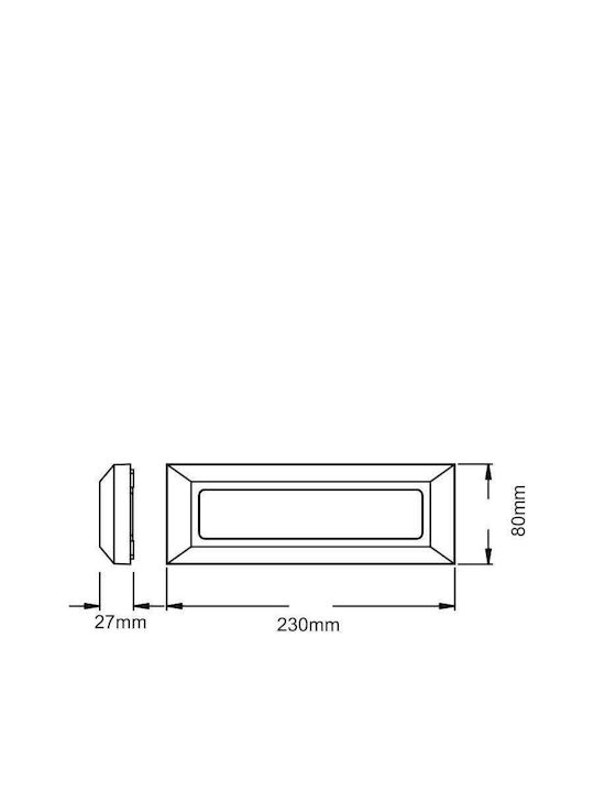Aca Επιτοίχια Εξωτερική Πλαφονιέρα LED IP65 4W με Θερμό Λευκό Φως 23x80εκ.