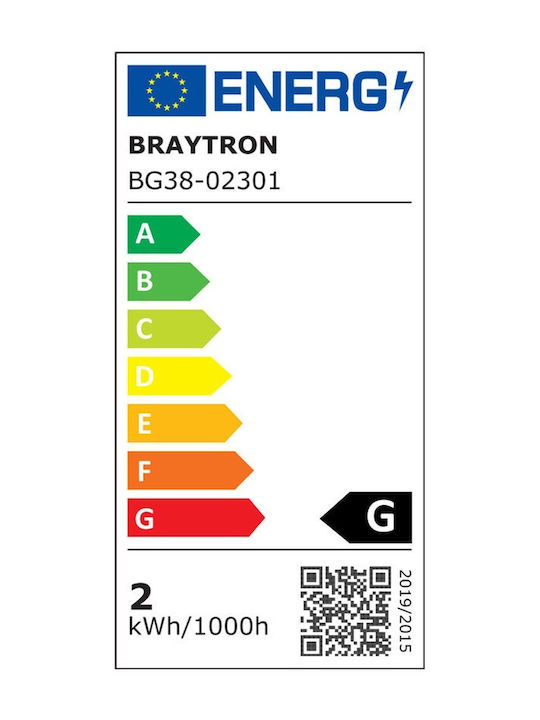 Braytron Επιτοίχιο Εξωτερικό Σποτ LED IP65 2W με Θερμό Λευκό Φως 4.8x4.8x6.2εκ.