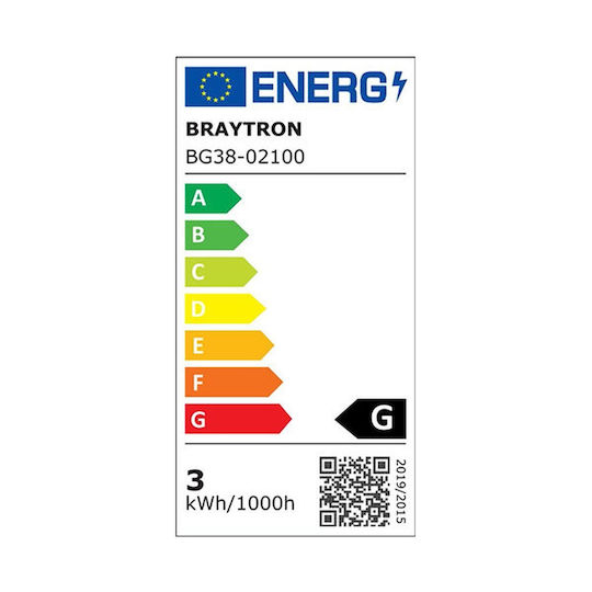 Braytron Стенен Външен Плафон LED IP65 3W с Топло бяло Светлина 8.5x13.4x13εκ.