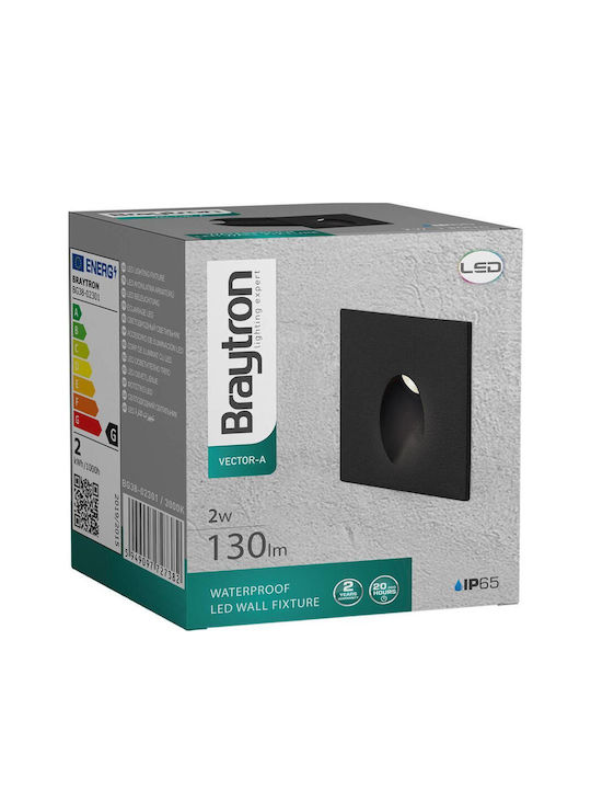 Braytron Επιτοίχιο Εξωτερικό Σποτ LED IP65 2W με Θερμό Λευκό Φως 4.8x4.8x6.2εκ.