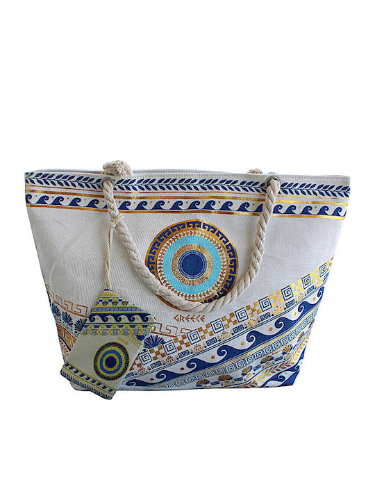Fabric Beach Bag with Toiletry Bag Beige