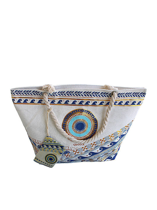 Fabric Beach Bag with Toiletry Bag Beige