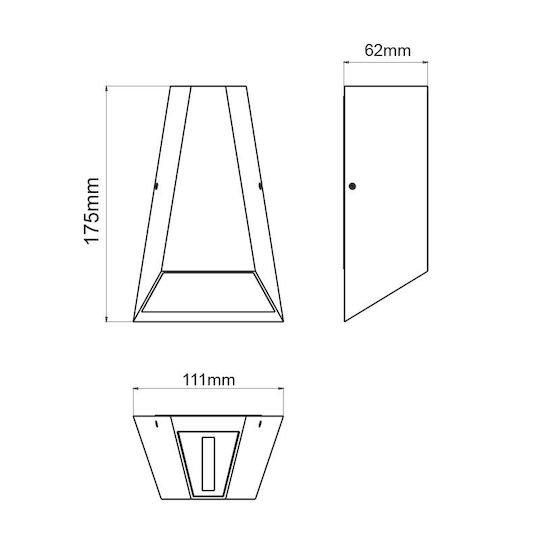 Aca Επιτοίχιο Εξωτερικό Σποτ LED IP54 6W με Θερμό Λευκό Φως Διπλής Δέσμης 17.5x11.1x6.2εκ. Dark Grey