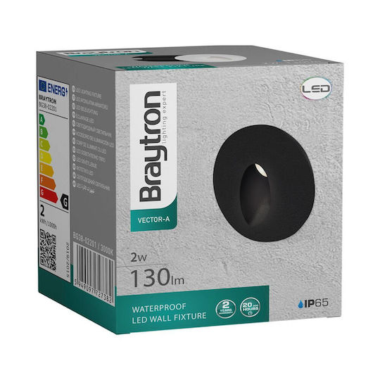 Braytron Wall-Mounted Outdoor Spot Light LED IP65 2W with Warm White Light