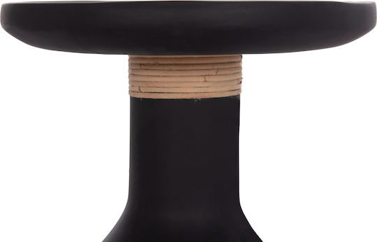 Round Side Table Fiber Black-Natural 40x40x61 cm