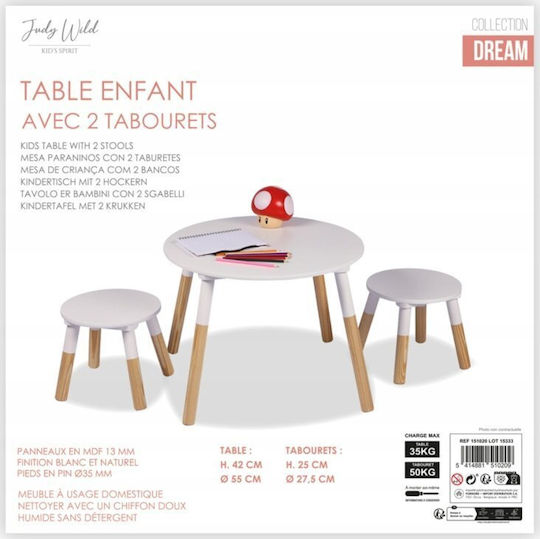 Judy Wild Set Mese Pentru Copii cu Scaune din Lemn Alb