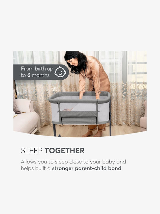 Kikka Boo Cradle Noah with Mattress, Side Opening, and Wheels Gray