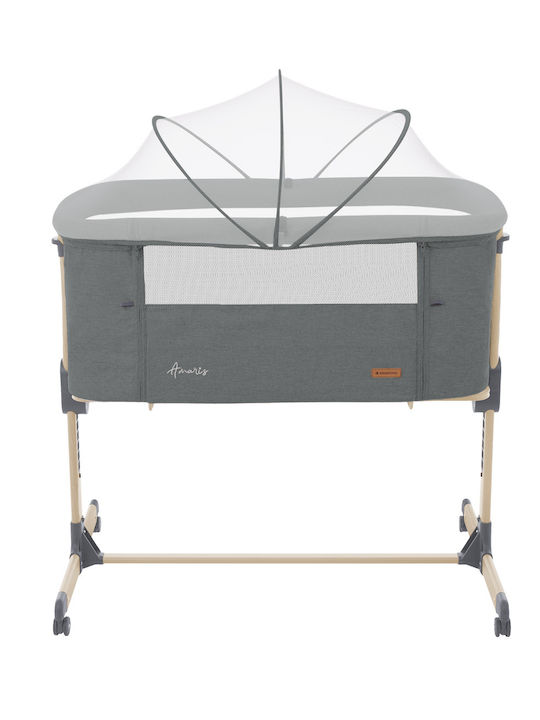 Kikka Boo Cradle Amaris with Mattress, Side Opening, and Wheels Gray