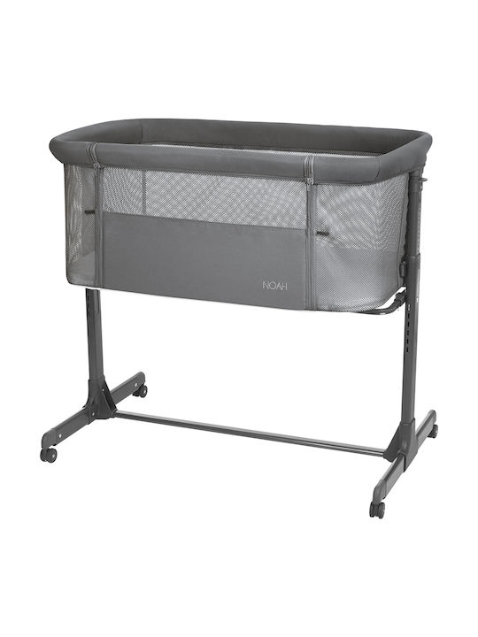 Kikka Boo Cradle Noah with Mattress, Side Opening, and Wheels Gray