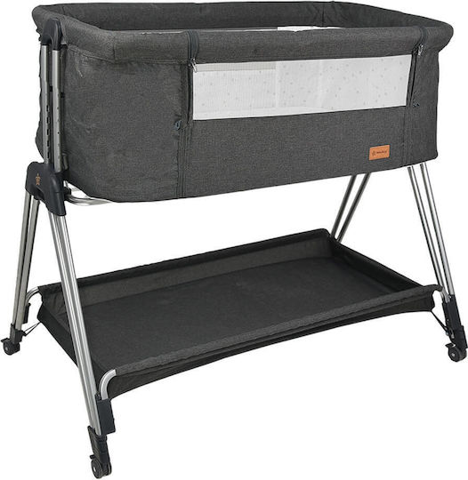 Bebe Stars Cradle with Mattress, Side Opening, and Wheels Light Grey