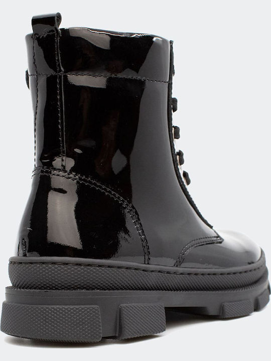 Anatomice Cizme Copii din Lac cu Șireturi Negre 22727-BLACK
