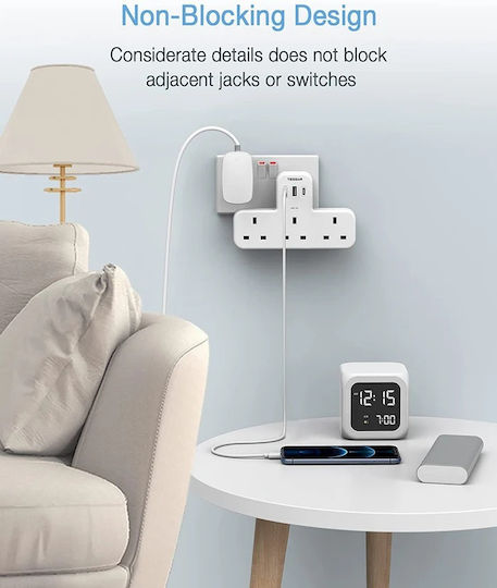 Tessan Πολύπριζο 5 Θέσεων με 2 USB-A και USB-C Αγγλίας (Type G)