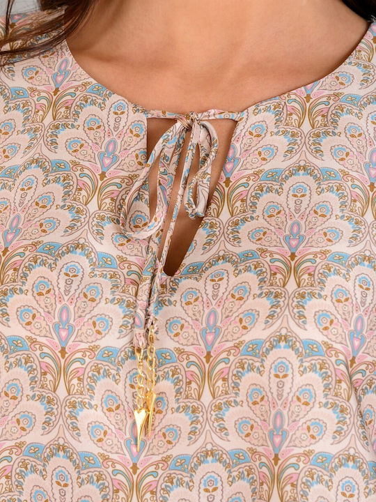 Women's Blouse Satin with 3/4 Sleeve Salmon