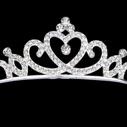 Silver Plated Children's-Teen Tiara Crystals Flower Girl Carrie Design Diameter 12cm X Height 3cm