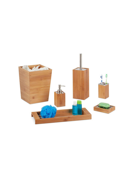 Relaxdays Badezimmer-Accessoire-Set Bamboo Gray 6Stück Relaxdays Badezimmer-Accessoire-Set Bamboo Gray 6Stück