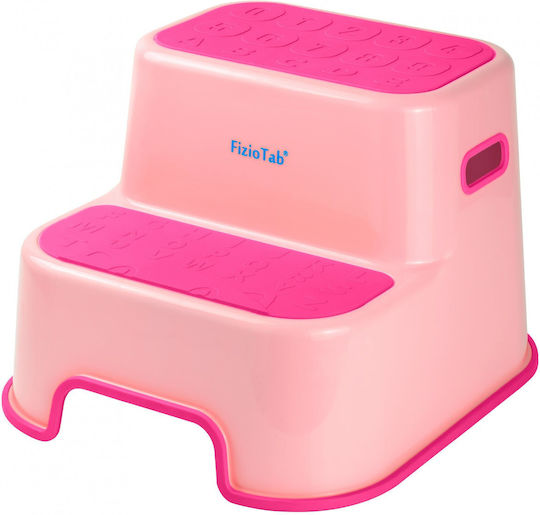 Fiziotab Two-step Toilet Booster Seat Non-slip Surface Featuring Numbers Letters Multifunctional Pink
