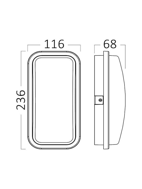 Braytron Επιτοίχιο Εξωτερικό Φωτιστικό LED IP65 15W με Θερμό Λευκό Φως 23.6x11.6x68εκ.