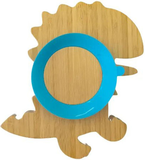 Baby Cloud Feeding Set Dinosaur made of Bamboo with Non-Slip Base Blue 3pcs