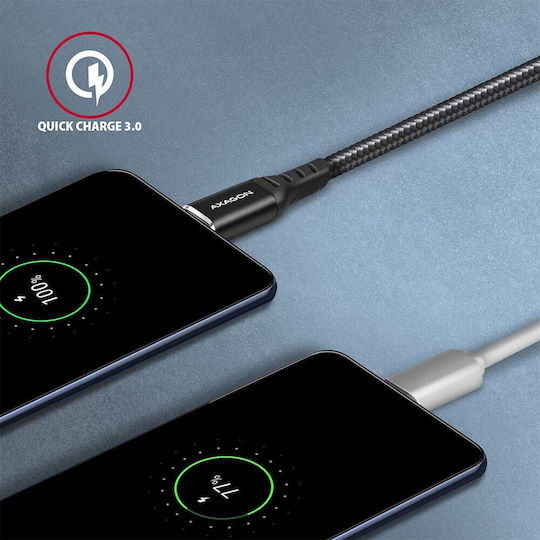 Axagon Braided USB 2.0 Cable USB-C male - USB-A 60W Black 1.5m (BUCM-AM15AB)