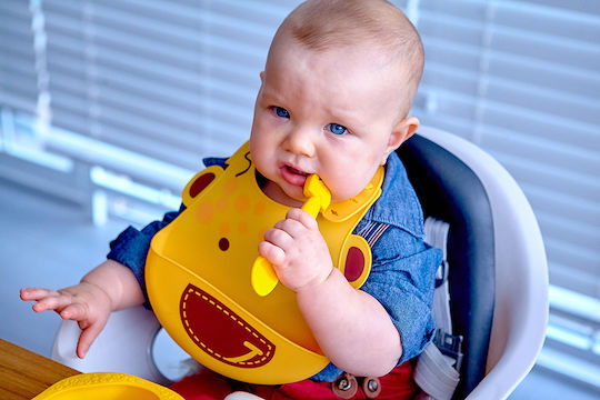 Marcus & Marcus Feeding Set Giraffe made of Silicone Yellow 3pcs for 6+ months