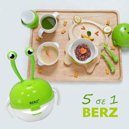 Berz Σετ Φαγητού Crab από Πλαστικό Πράσινο 4τμχ για 4+ μηνών