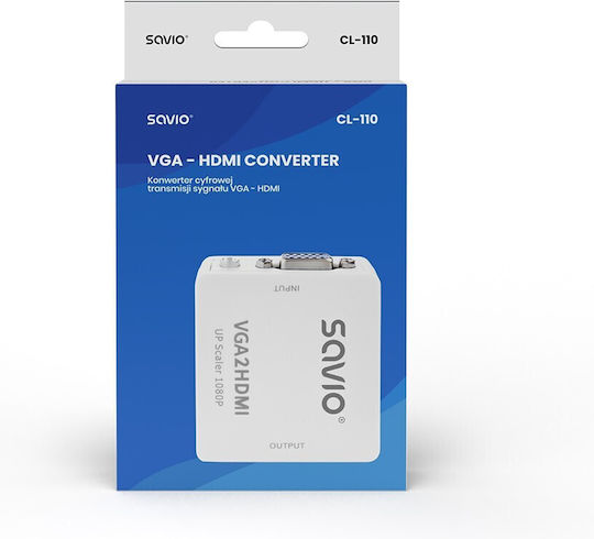 Savio Μετατροπέας VGA male σε HDMI female Λευκό 1τμχ CL-110