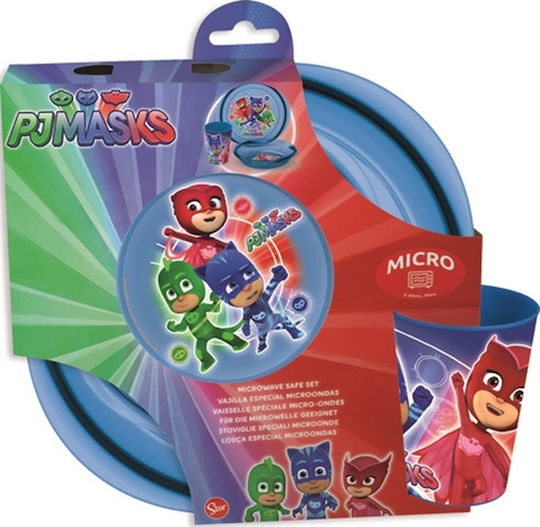 Chicco Feeding Set PJ Masks made of Plastic Blue 3pcs