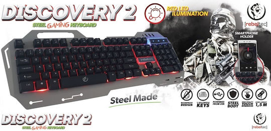 Rebeltec Discovery 2 Gaming Keyboard with RGB Lighting (English US) Silver
