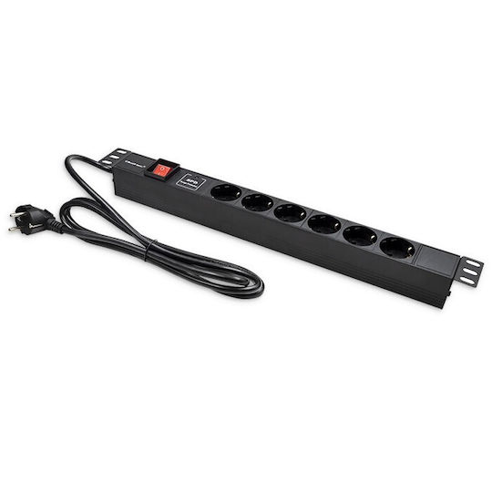 Qoltec PDU din aluminiu pentru rack 19'' 1U 16A 6xSchuko 1.8m