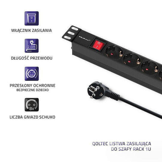 Power Strip for 1U RACK Πολύπριζο Rack 54469 1τμχ