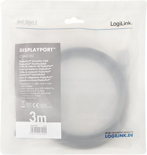 LogiLink Cablu DisplayPort - DisplayPort 3m Negru (CDA0102)