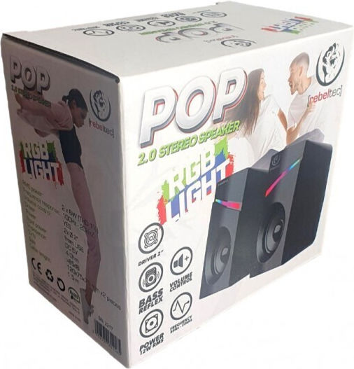 Rebeltec Pop Ηχεία Υπολογιστή 2.0 με RGB Φωτισμό Μαύρα