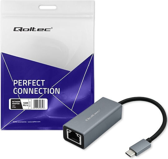 Qoltec Usb-c To Rj45 Ethernet Adapter 1000mbps Aluminum Case