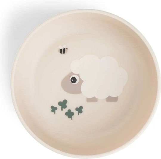 Done by Deer Baby Food Bowl Tiny Farm made of Plastic Beige