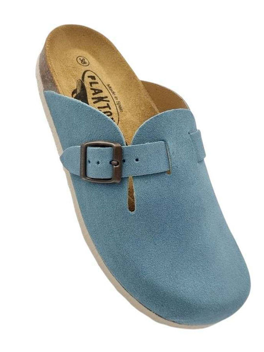 Afelpado Leder Damen Hausschuhe Hellblaue