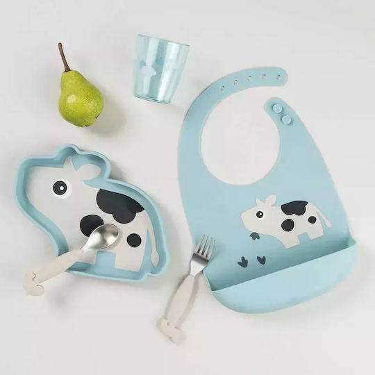 Done by Deer Baby Food Plate Stick Stay made of Silicone Blue